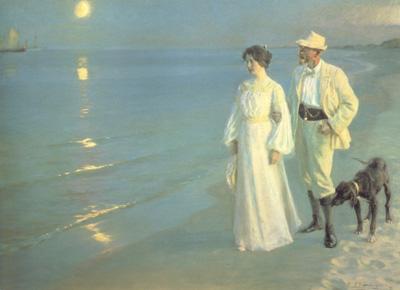 Peder Severin Kroyer Summer Evening on the Skagen Beach The Artist and hs Wife (nn02) oil painting picture